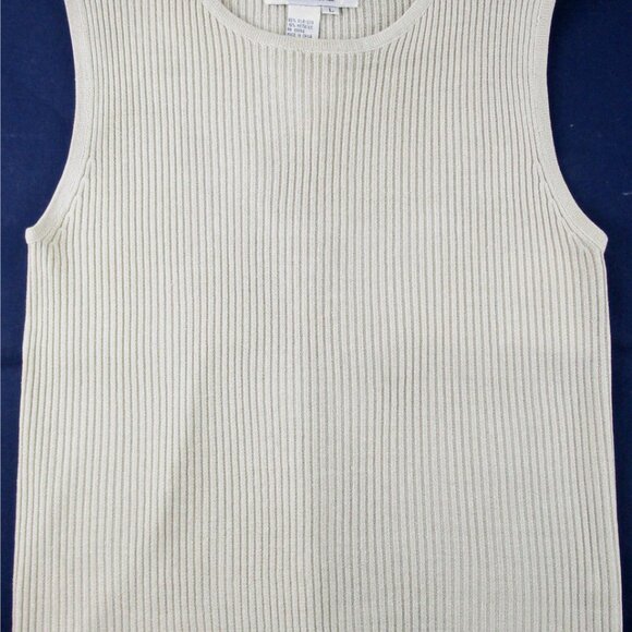 NWT Joseph A. Metallic Silk Blend Champagne Beige Shimmer Sweater Tank Shell, L - Picture 1 of 8